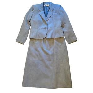 Vintage Suede Blue Adolph Schumann for Lilli Ann Blazer Skirt Set